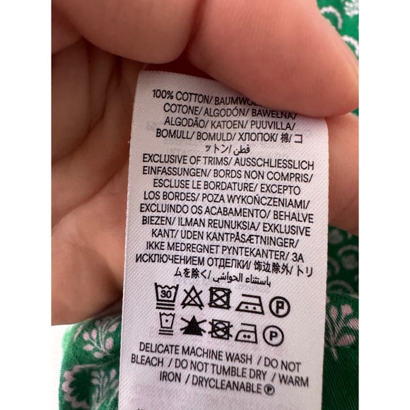 Boden Womens Green Floral Print Cotton Pajama Top Pink Piping Size US 16-18 XL - Picture 6 of 6